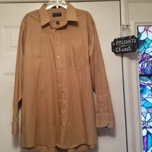 Stafford Performance Dress Shirt 17 1/2 34/35 Tan